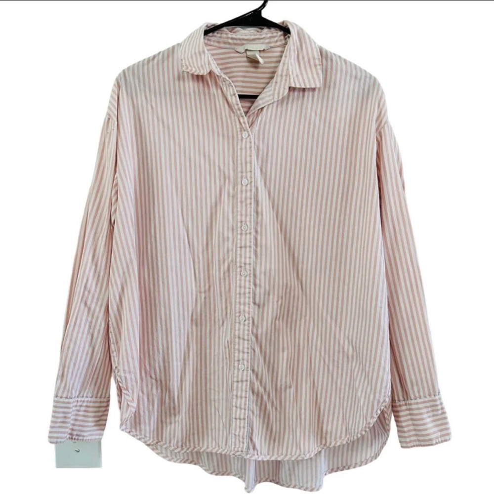 H&M Peach & White Striped Button Down Shirt size 6